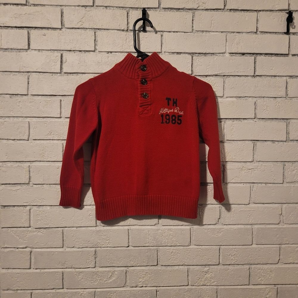 Tommy Hilfiger Kids' Red Mock Neck Button Sweater - Size 5